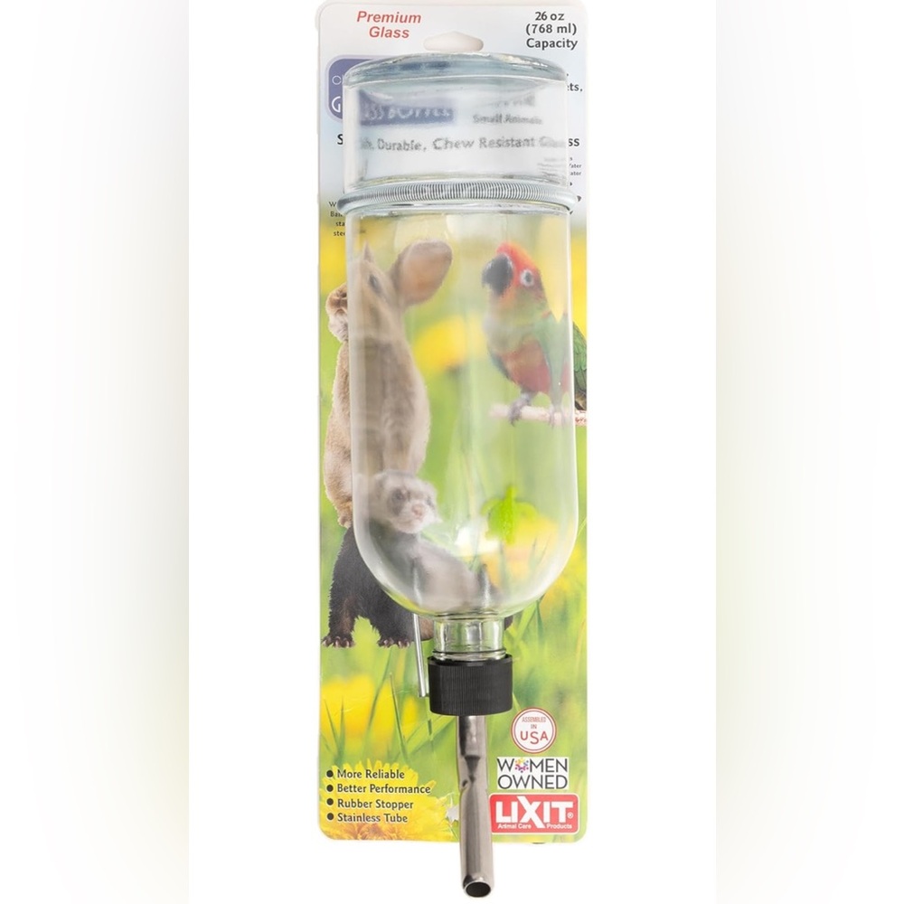 NEW Glass Water Bottle for Rabbit Ferret Rat Hamster Guinea Pig 26oz Heavy Duty